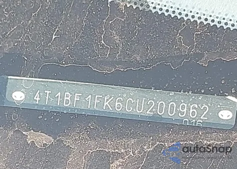 2012 Toyota Camry Le z USA, uszkodzony, nr VIN 4T1BF1FK6CU200962